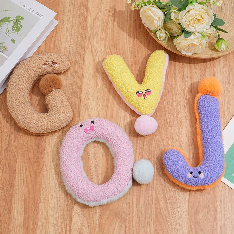 Игрушки для домашних животных, плюшевые игрушки для собак, принадлежности для кошек, устойчивые к укусам и молярные игрушки, популярные подушки с вышивкой в ​​виде алфавита.