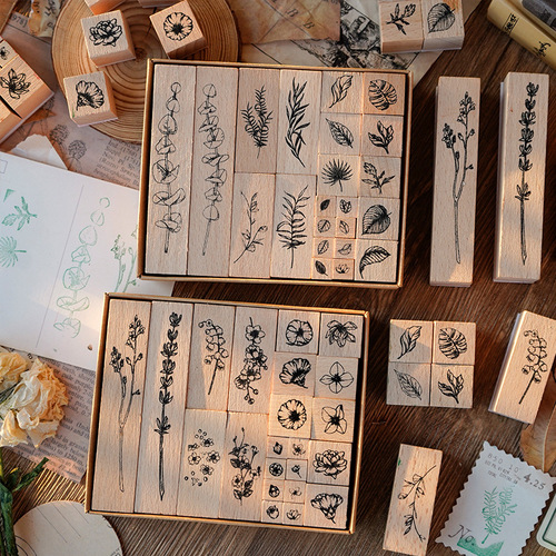 Yuezhen flourishing series hand account seal lotus rubber seal set wood wooden small seal wholesale