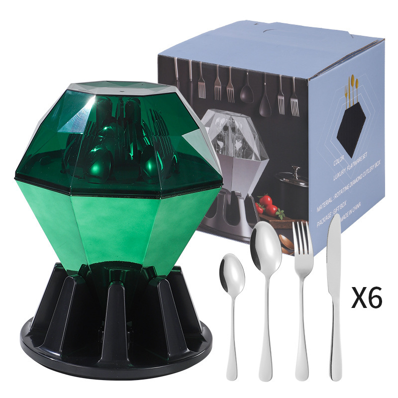 Conjunto de cubiertos de acero inoxidable transfronterizo de 24 piezas cuchillo de filete cuchara de cubiertos occidentales caja de regalo estado de ánimo cuchillo de huevo exportación