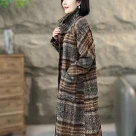 网红炸街女装2025秋冬季新款轻熟风时尚翻领气质格子女士精品外套