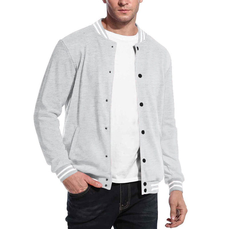 Cross-border Autumn and Winter Fleece American Retro Solid Color Casual Collar Button Men's Baseball Suit Flying Jacket Coat Trendy