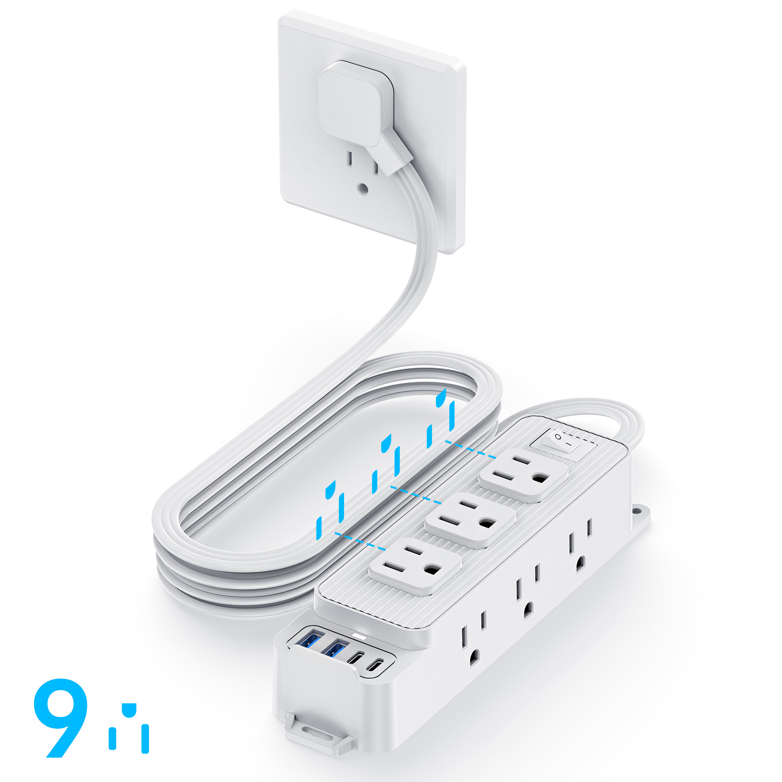 跨境美规插线板家用插座多孔位美式桌面插排适用美国加拿大墨西哥