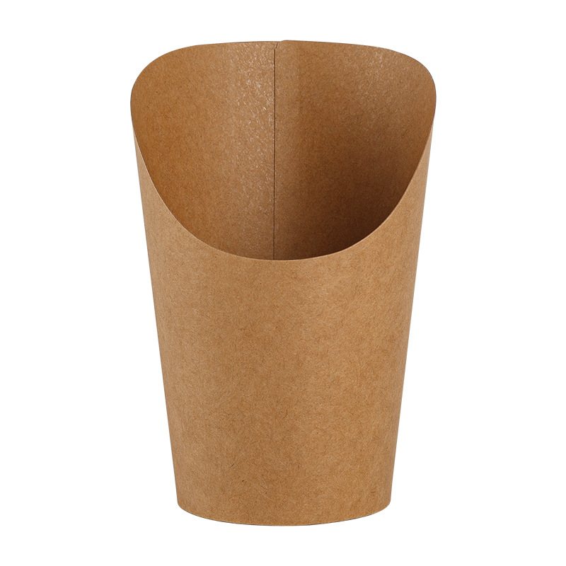 Taza oblicua desechable 1000 piezas engrosada merienda bloque de pollo helado taza de papel Kraft tarjeta negra papas fritas taza personalización