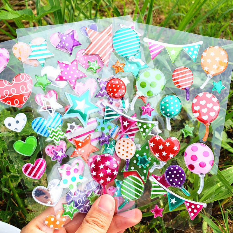工厂价格 滴胶 透明 星星贴纸 立体 气球贴画 桃心贴画 波点 蝴蝶