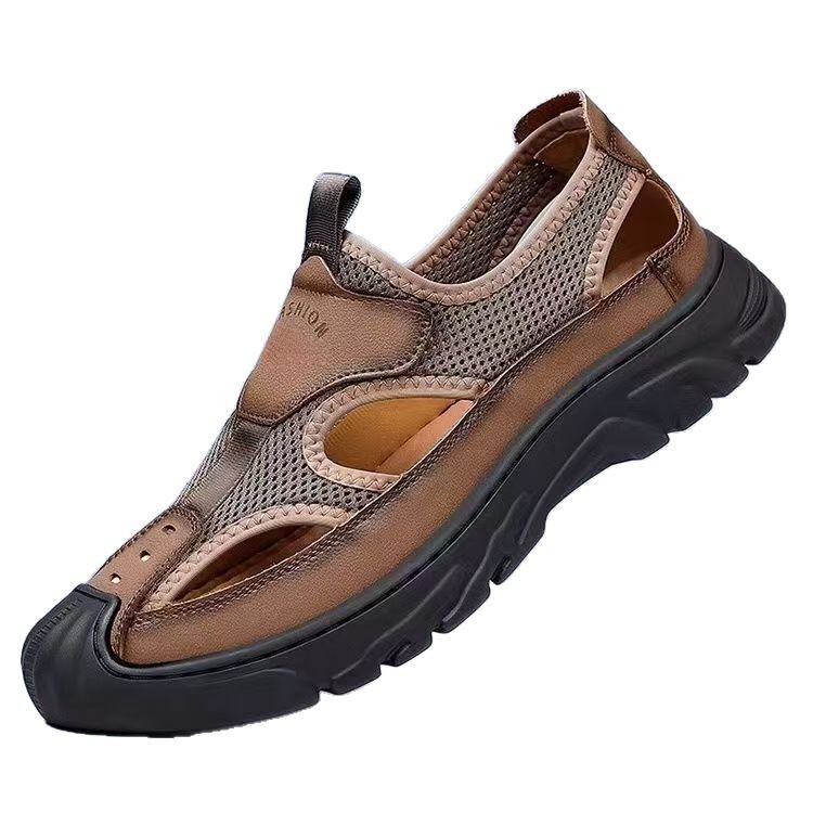Sandalias Baotou verano antideslizante nuevo estilo malla hueca agujeros transpirables zapatos para hombres zapatos de playa de ocio al aire libre hombres