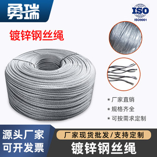 Wholesale Galvanized Steel Wire Rope Bare Rope Safety Rope Fixed Hanging Lamp Hanging License Plate Decoration Lifting Wear-Resistant Steel Wire Rope