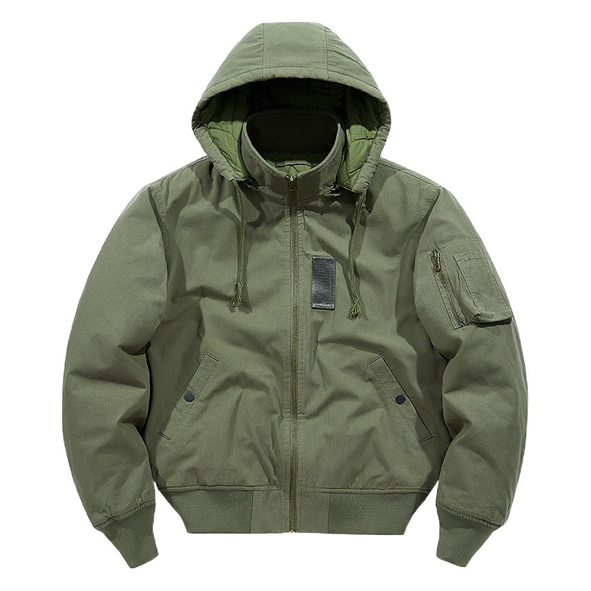 Nuevo invierno algodón desmontable sombrero chaqueta de los hombres ropa de trabajo casual Chaqueta de algodón acolchado ropa de vuelo suelta Chaqueta de algodón acolchado hombres