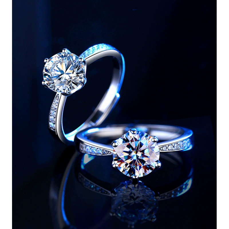 Товар для прямых эфиров интернет-знаменитостей: кольцо Mossan Diamond «Восемь сердец и стрел» классическое, шести-краповая коронная оправa, открытое женское кольцо