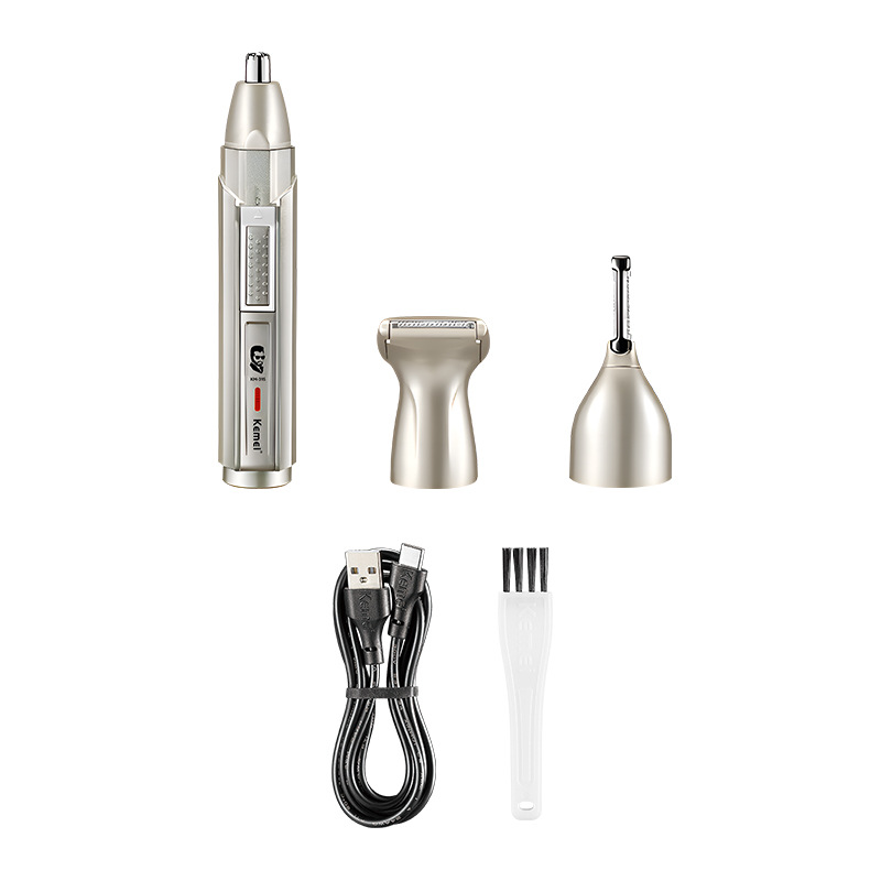 Kemei nuevo inteligente anti-clip portátil tres en uno multifunción ceja trimmer eléctrico nariz pelo trimmer