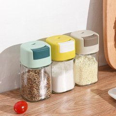 Kitchen quantitative seasoning bottle push-type metering control salt bottle glass barbecue seasoning jar household moisture-proof salt jar