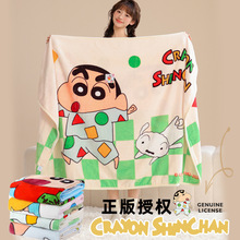 正版蜡笔小新毛毯卡通抱枕毯子午睡沙发毯加厚空调毯旅行车载盖毯