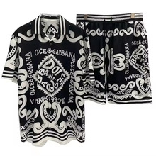 跨境爆款夏季短袖衬衫套装，高品质男士夏威夷2件套衬衫