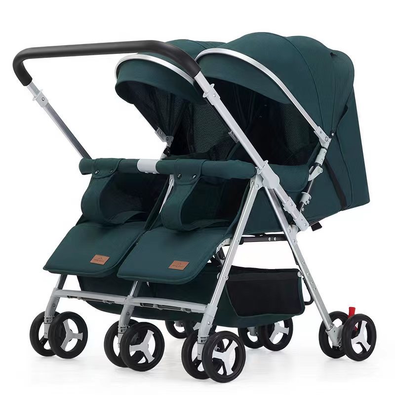 Cochecito de gemelos para pasear al bebé, el cochecito de bebé doble de segundo hijo se puede sentar, acostarse y entrar en el ascensor
