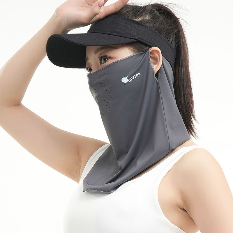 Máscara solar para mujeres verano anti-UV helado cool cuello para montar al aire libre protector de cuello protector de la cara colgando toallas faciales
