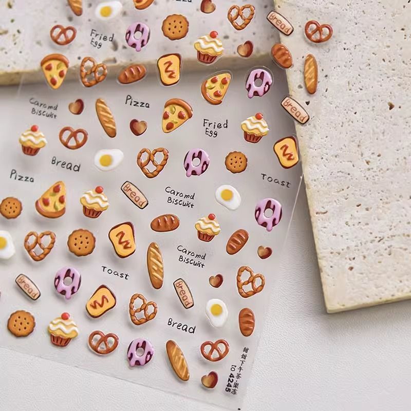 新款ns风甜品美食果冻立体美甲贴纸背胶装饰文具电脑手机ccd