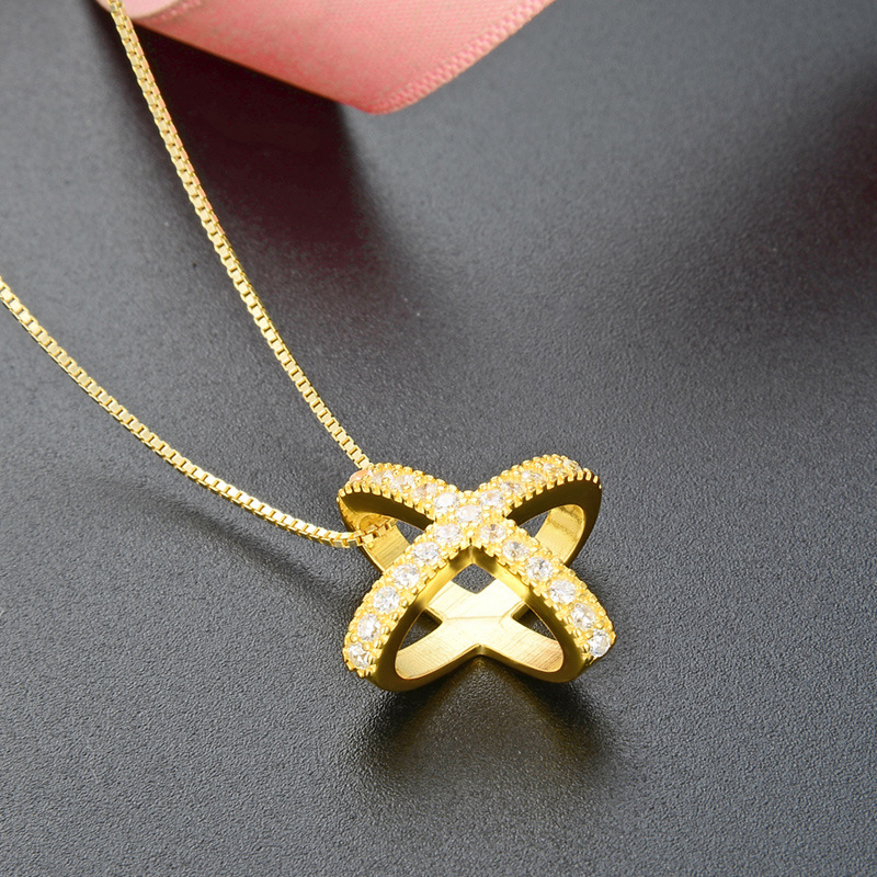 Accesorios de circón fresco Cadena de clavícula estilo japonés y coreano s925 Diamante de plata colgante tridimensional collar de estilo simple de las mujeres