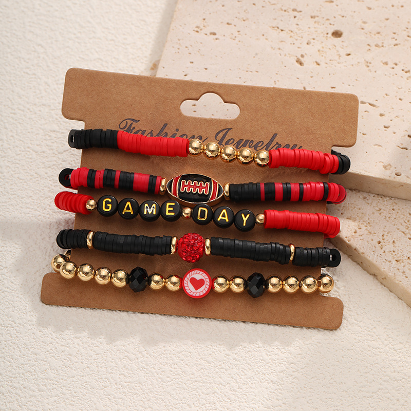 Europa y los Estados Unidos venta transfronteriza pulsera de rugby hecha a mano cuentas coloridas pulsera de cerámica suave conjunto de pulsera de amistad pulsera elástica image 14