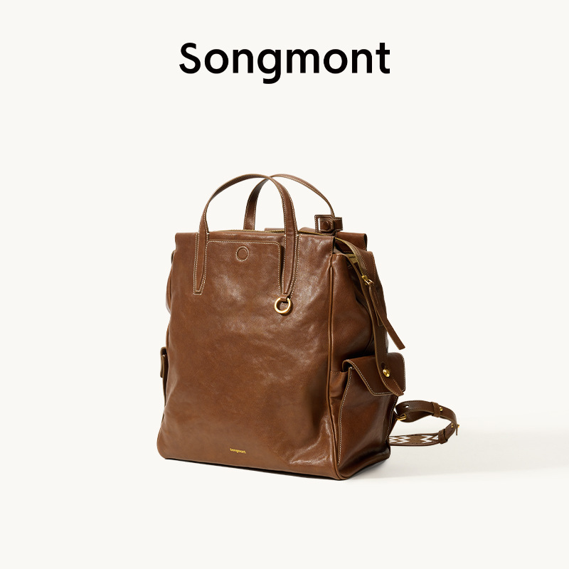 【ジャン・チーミンと同じスタイル】Songmont 山下裕松 トラッキング スモール バックパック 植物タンニンなめしレザー 14inch コンピューターバッグ|undefined