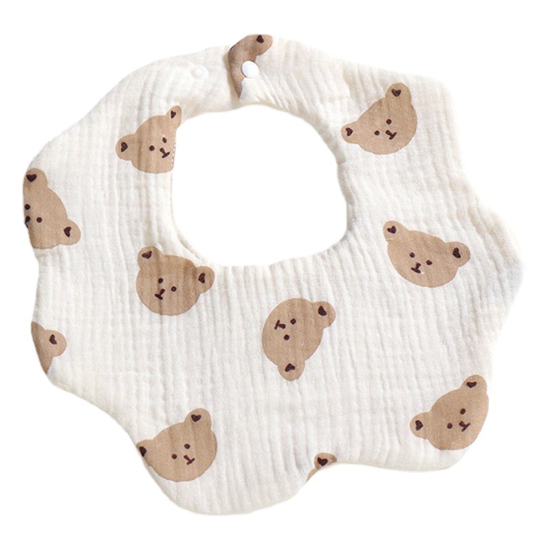 Babero de gasa de algodón de seis capas para niños, toalla para la saliva tipo cuello, babero giratorio para bebés, anti-regurgitación, protección para el vientre.