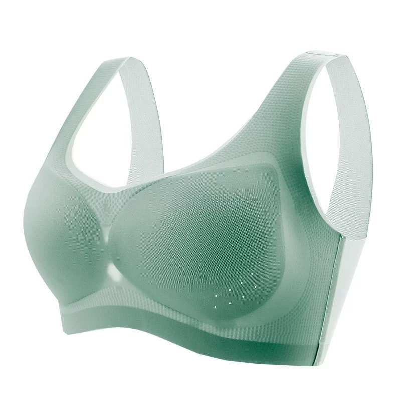 Women's wireless silk bra, ultra-thin breathable support, plus-size (M–5XL), elegant back design