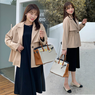 Autumn and Winter Korean Top Slightly Fat for Girls Age-reducing Temperament Large Size Casual Thin Suit Jacket Women's Meat-covered Slimming 2901