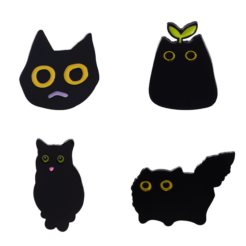 AliExpress nueva aleación animal broche de dibujos animados lindo gato negro forma pintura insignia accesorios en stock al por mayor