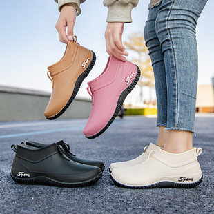 Cross-border Adult Daily Casual Rain Boots Four Seasons Thick Bottom Waterproof Shoes Outdoor Wear-resistant Rain Rubber Shoes Women's Short Tube Water Shoes