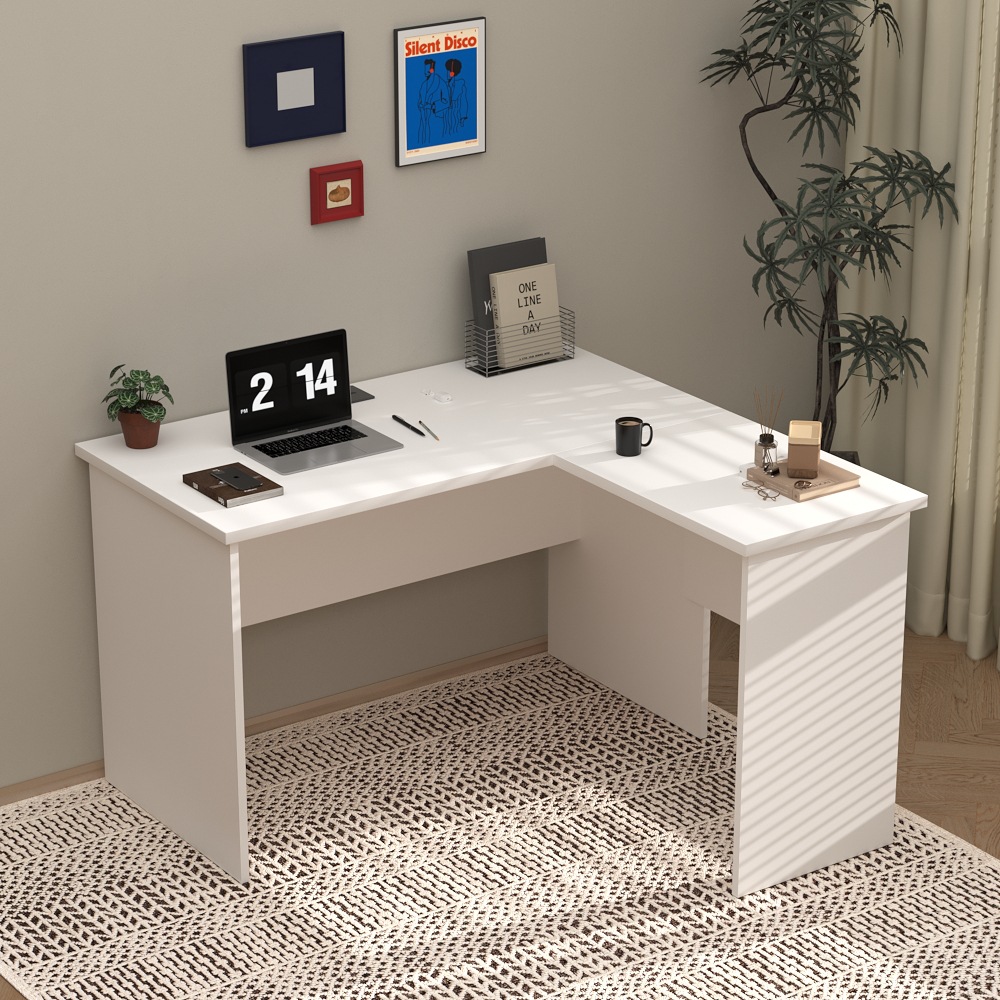 European walnut L-shaped staff desk simple computadora mesa mesa de personal mesa de estación de trabajo suministro transfronterizo image 5