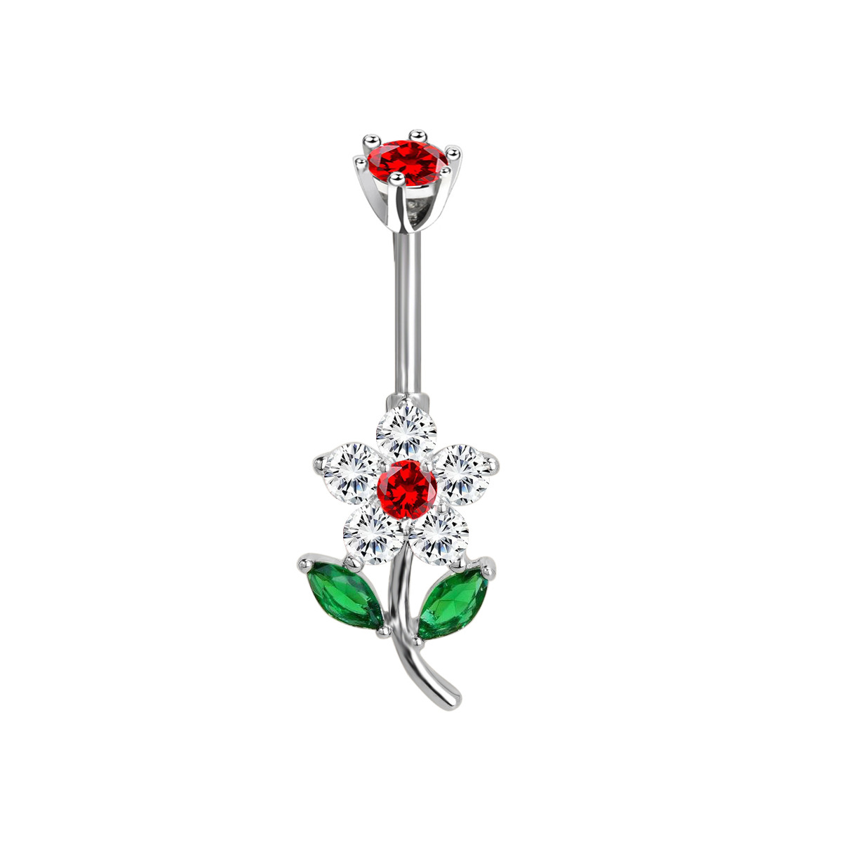 Personalisierter Blumen Bauchnabelpiercing Aus Edelstahl_voghion.com