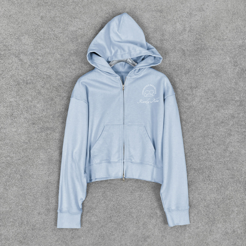 “舒服时尚俱乐部”RA新品印花拉链连帽卫衣简约纯色休闲百搭外套|undefined