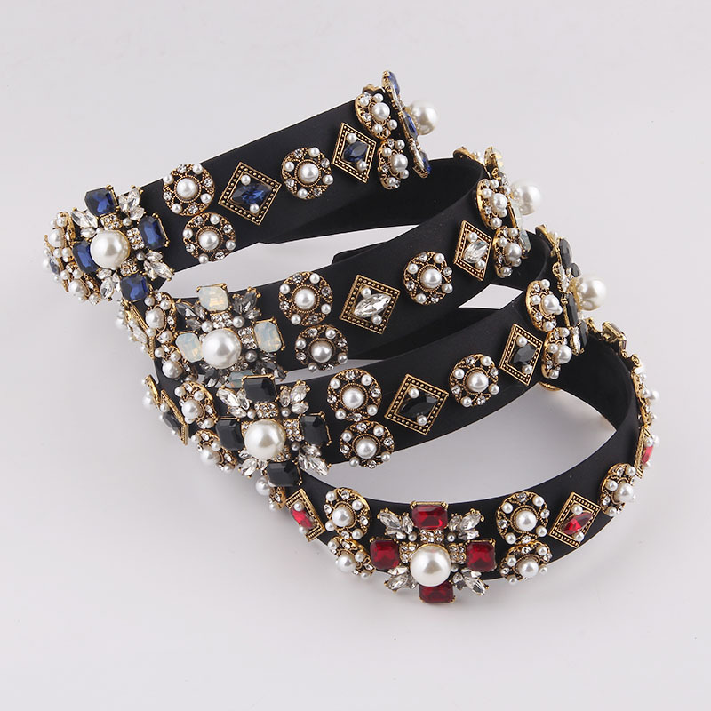 Baroque Fashion Diamond-studded Pearl Headband display picture 1