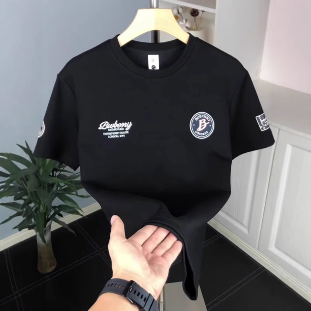 Lässiges Herren-T-Shirt mit Rundhalsausschnitt, bedruckt mit verschiedenen Labels, kurzärmelig, leicht und hochwertig – das perfekte Sommeroberteil für Herren._voghion.com