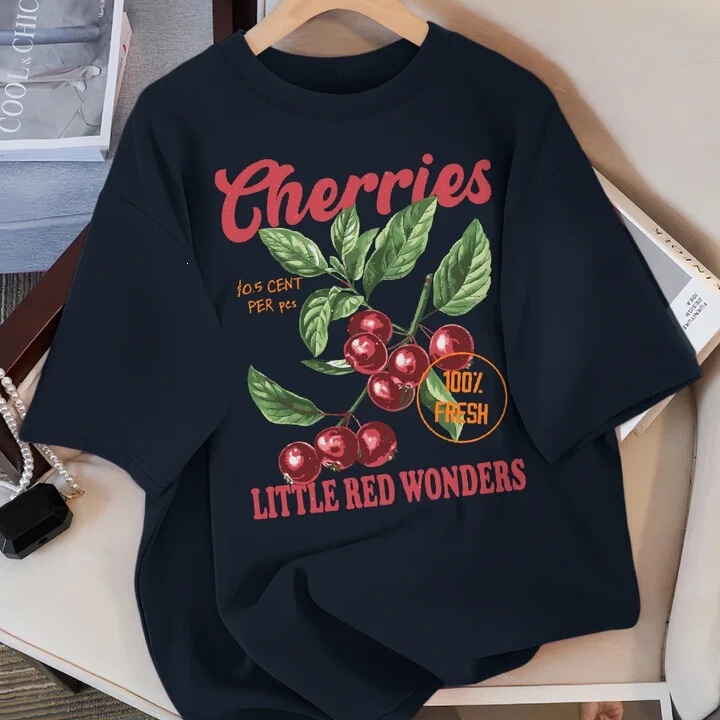 Cherry Fresh Little Red Miracle Design Women's T-Shirt Casual T-Shirt Hip-Hop Women's Sportswear Summer Couple T-Shirt Design Cherry Fresh Little Red Miracle Design Women's T-Shirt Casual T-Shirt Hip-Hop Women's Sportswear Summer Couple T-Shirt Design