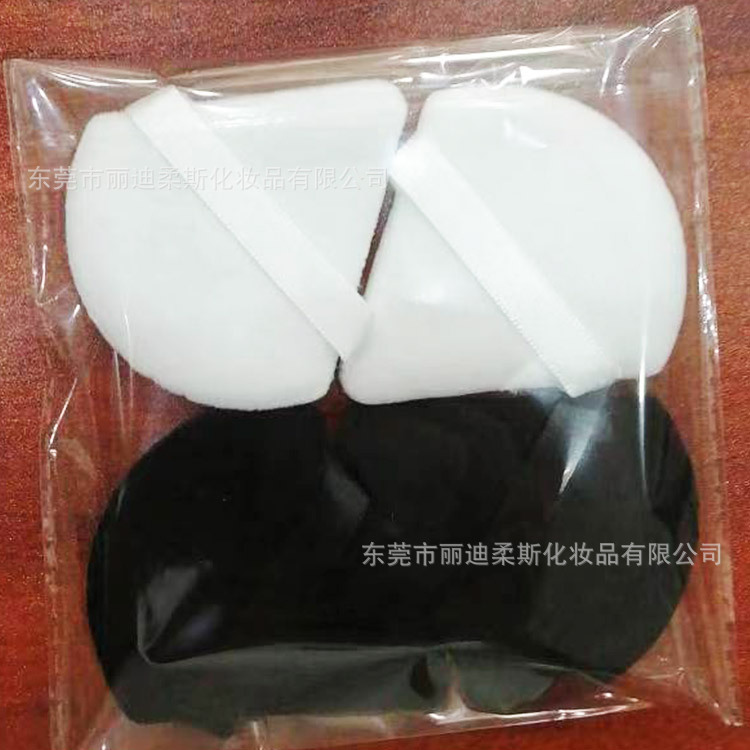 Fabricante en stock triángulo puff Suede soplo seco en forma de abanico en polvo puff maquillaje esponja en polvo pastel herramientas de belleza