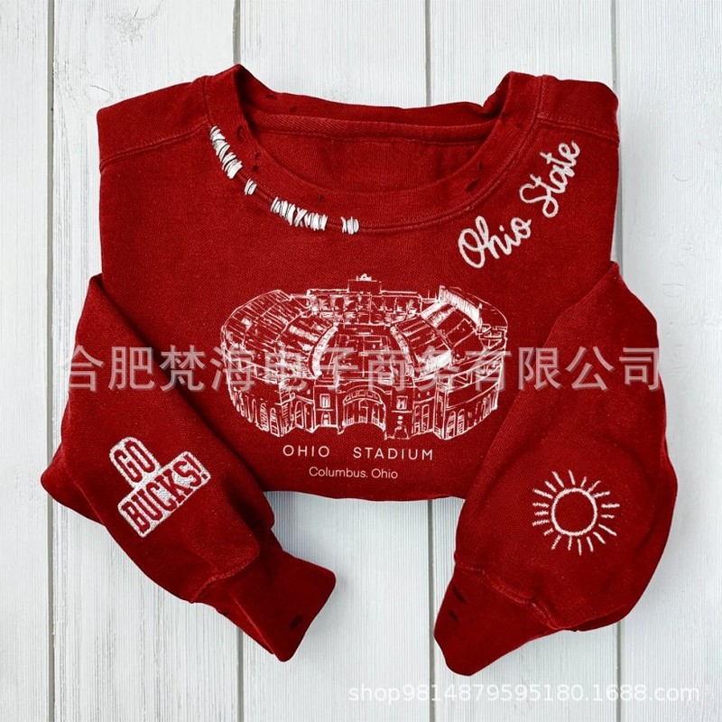 越境独立系サイト Amazon etsy 人気 2024 リップド刺繍ラウンドネックスウェットシャツ オーダーメイド|undefined