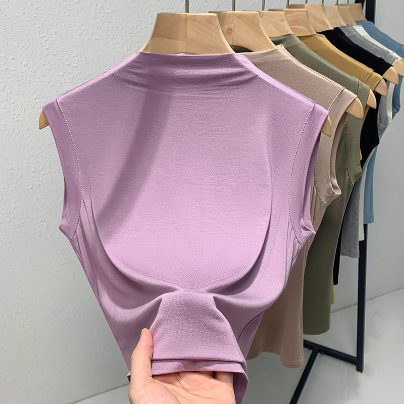 Modal camisole women's 2025 spring new semi-high collar thin base shirt temperament waistcoat wholesale Modal camisole women's 2025 spring new semi-high collar thin base shirt temperament waistcoat wholesale