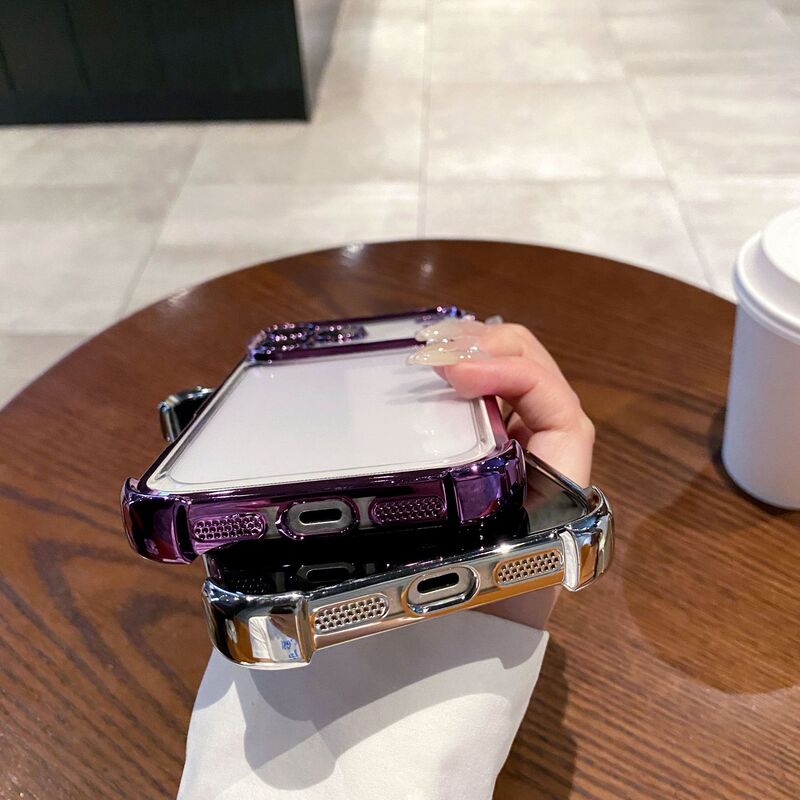 适用iPhone17PROMAX气囊防摔手机壳透明电镀带镜头膜苹果16硬防摔|undefined