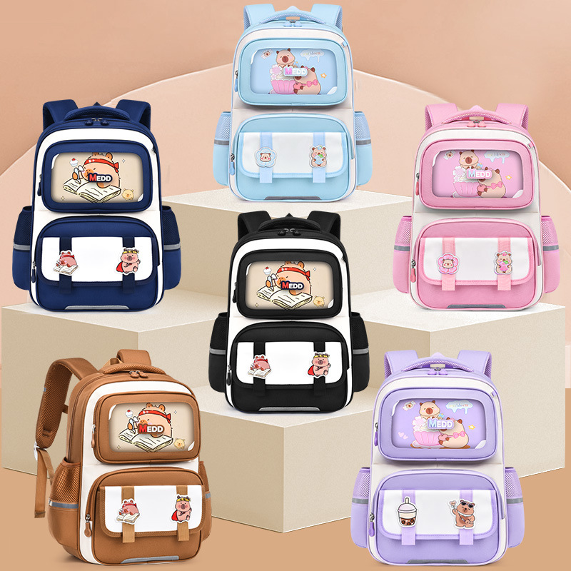 26 nuevas mochilas transfronterizas para estudiantes de primaria 1 - 3 - 6 grados para niños y niñas Kapibara mochila de hombro de gran capacidad