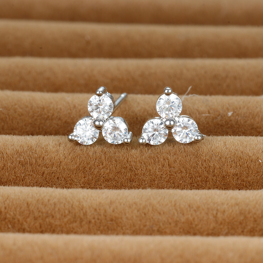 1 Pair Shiny Round Plating Inlay Copper Zircon Ear Studs display picture 12