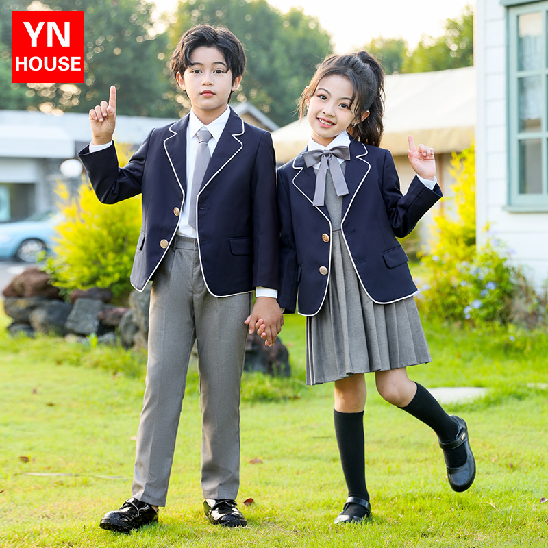 Trajes para estudiantes de primaria y secundaria, uniformes escolares, estilos de otoño e invierno, trajes de niños y niñas de estilo británico, uniformes de jardín de infantes para niños, uniformes de clase