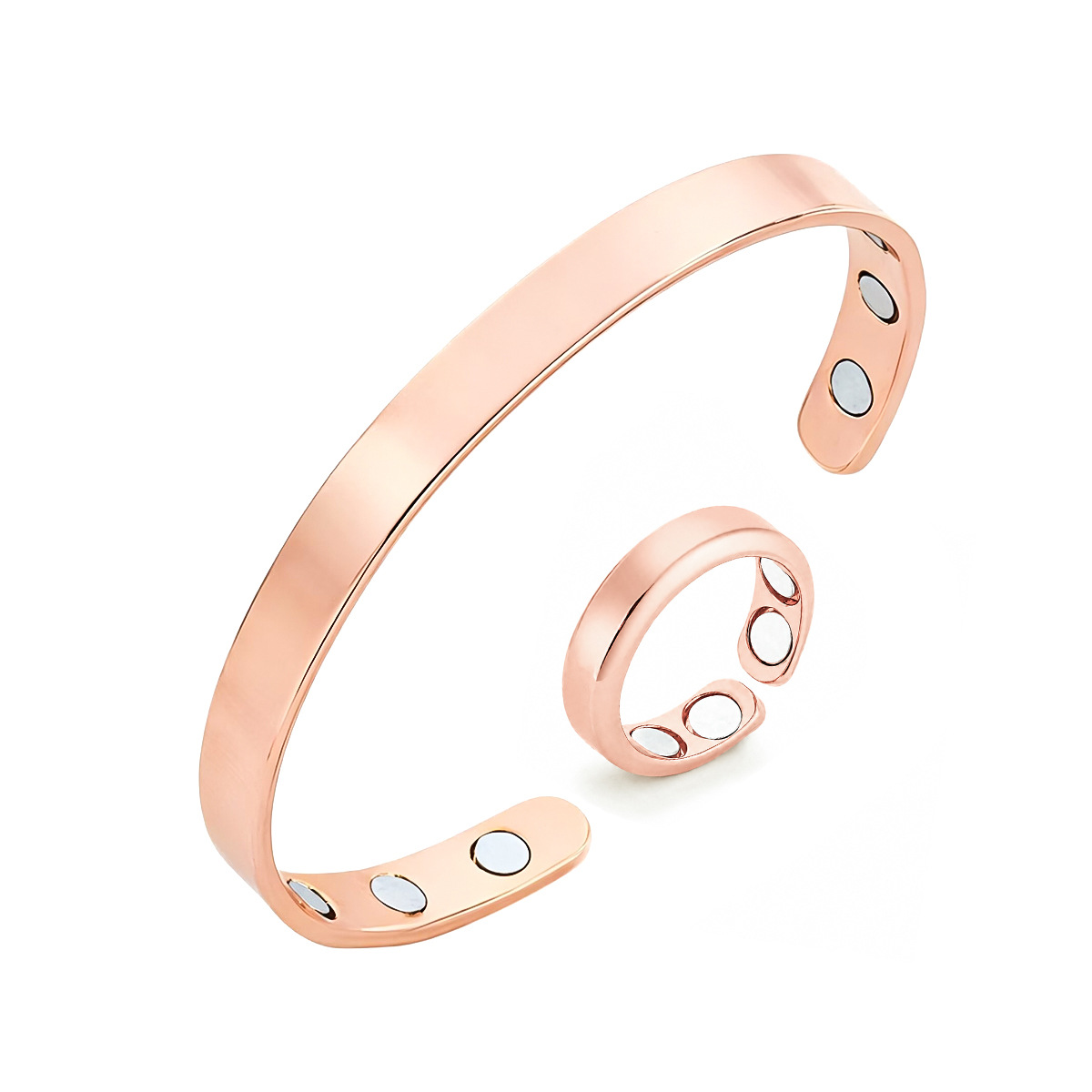 Conjunto magnético superventas transfronterizo, anillos y pulseras ajustables brillantes de moda europea y americana para parejas image 6