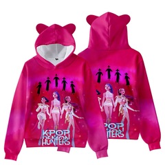 3D新品电影KPop Demon Hunters猎魔女团猫耳朵带帽卫衣成人儿童装