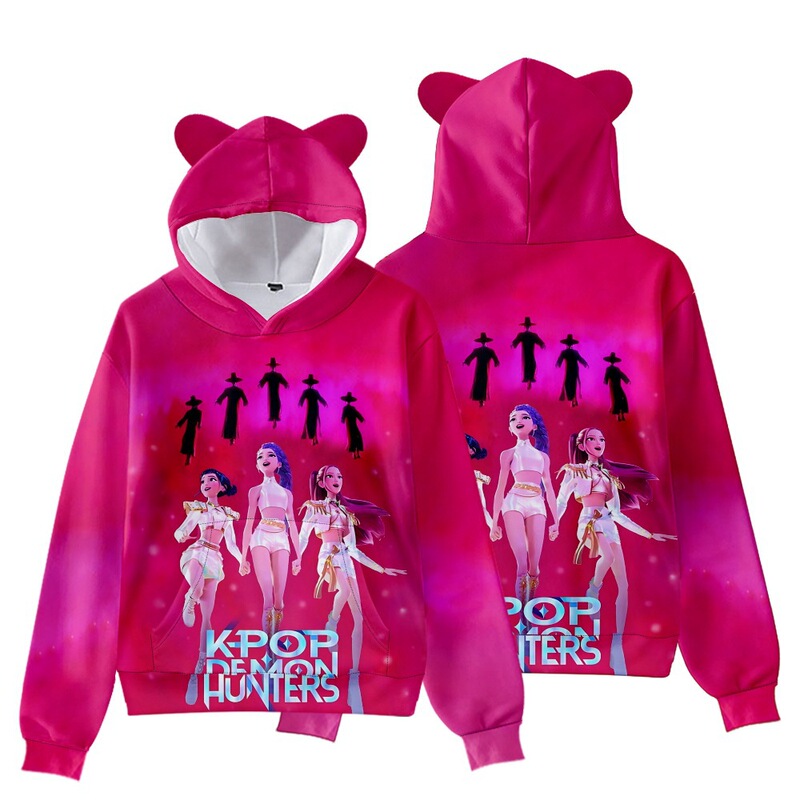 3D新品电影KPop Demon Hunters猎魔女团猫耳朵带帽卫衣成人儿童装|undefined