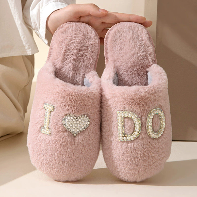 Новые плюшевые тапочки IDO, утолщенные теплые хлопковые тапочки на флисовой подкладке, женские домашние осенне-зимние повседневные трансграничные Шерстяные Тапочки