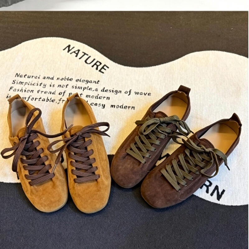2026 new retro suede German training shoes for women, soft-soled, flat, casual, versatile lace-up sneakers