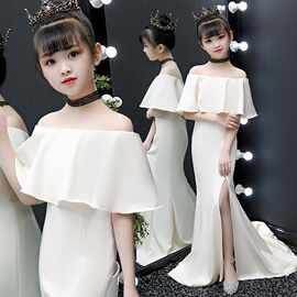 儿童晚礼服2026新款鱼尾开衩钢琴演出服走秀公主裙女童生日礼服裙
