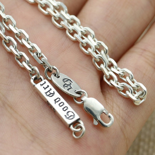 S925 Sterling Silver Cherry Blossom Necklace Men's Retro Sweater Chain Single Chain Taijiao Chain Japanese and Korean Pendant with Chain Jewelry