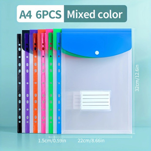 Cross-border Hot-selling Vertical Data Storage File Bag A4 11-hole Loose-leaf File Bag pp Snaps Plastic File Bag
