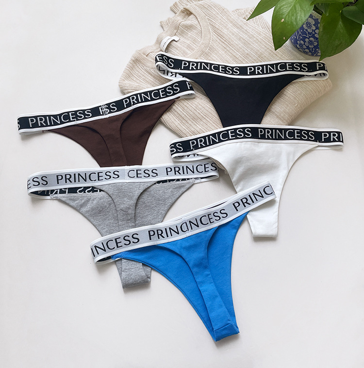 70g Weight Low Waist Panties Waist Thong Panties Style Panties Lingerie Type Cotton Fabric Type 3 PCS/Package Quantity Letter Pattern All Seasons Season Women's Gender Lady, Sexy Style Letter Low Waist Thong Panties 无