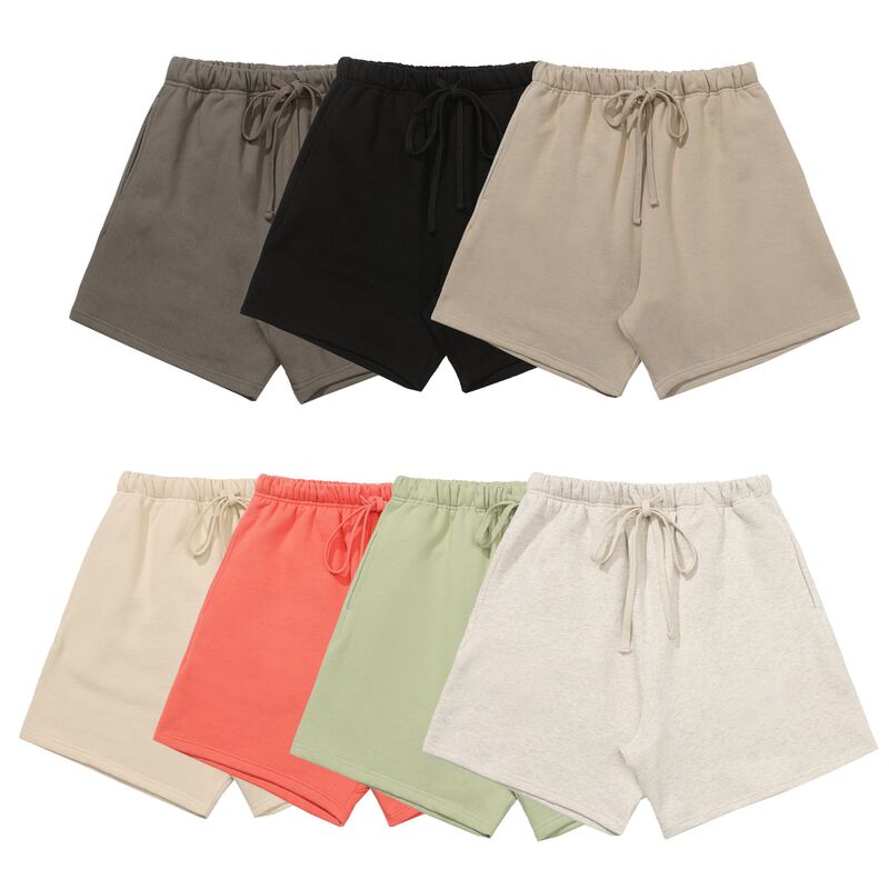 Wholesale Bulk Trendy Brand Plain 420g Solid Color Fleece Shorts Men's Factory Terry Casual Loose Sports Pants